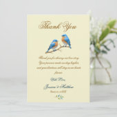 Ivory Pastel Lovebirds Romantische Bluebirds Hochz Dankeskarte (Stehend Vorderseite)