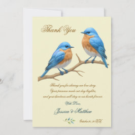 Ivory Pastel Lovebirds Romantische Bluebirds Hochz Dankeskarte
