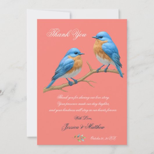 Ivory Pastel Lovebirds Romantische Bluebirds Hochz Dankeskarte (Vorderseite)
