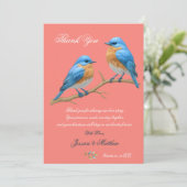 Ivory Pastel Lovebirds Romantische Bluebirds Hochz Dankeskarte (Stehend Vorderseite)