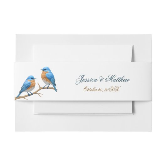 Ivory Pastel Lovebirds Romantische Bluebirds Hochz Einladungsbanderole (Vorderseite Beispiel)