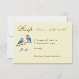 Ivory Pastel Lovebirds Romantische Bluebirds Hochz RSVP Karte