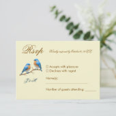 Ivory Pastel Lovebirds Romantische Bluebirds Hochz RSVP Karte (Stehend Vorderseite)