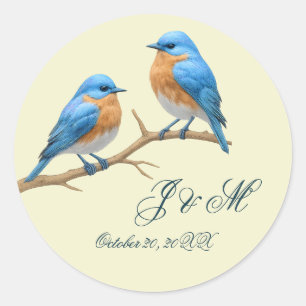 Ivory Pastel Lovebirds Romantische Bluebirds Hochz Runder Aufkleber