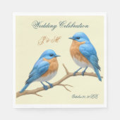 Ivory Pastel Lovebirds Romantische Bluebirds Hochz Serviette (Vorderseite)