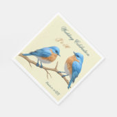 Ivory Pastel Lovebirds Romantische Bluebirds Hochz Serviette (Ecke)