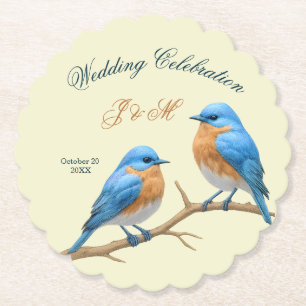 Ivory Pastel Lovebirds Romantische Bluebirds Hochz Untersetzer