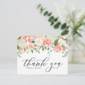 Ivory Peach Peony und Hydrangea Wedding Vielen Dan Postkarte (Stehend Vorderseite)