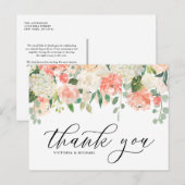 Ivory Peach Peony und Hydrangea Wedding Vielen Dan Postkarte (Vorne/Hinten)