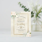 Ivory Peach Rose Chic BUDGET Hochzeit Einladung (Stehend Vorderseite)