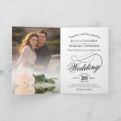 Ivory Peach Rose Elegantes romantisches Foto Hochz Einladung (Innenseite)