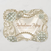 Ivory Pearl Birthday Party Einladung (Vorne/Hinten)