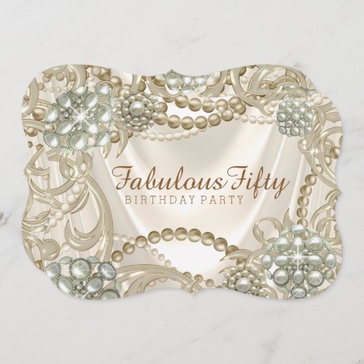 Ivory Pearl Birthday Party Einladung (Vorne/Hinten)
