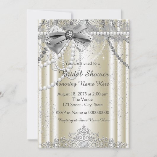 Ivory Pearl Brautparty Einladung (Vorderseite)