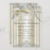 Ivory Pearl Quinceanera Einladung (Vorne/Hinten)
