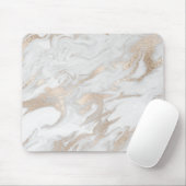 Ivory Pearly Titanium Gold White Gray Marble Mousepad (Mit Mouse)