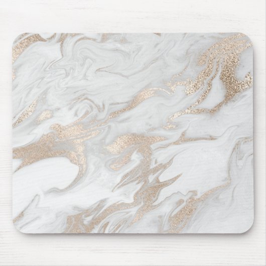 Ivory Pearly Titanium Gold White Gray Marble Mousepad (Vorne)