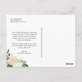 Ivory Peony Blume Floral Wedding Vielen Dank Postkarte (Rückseite)