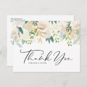 Ivory Peony Blume und Rose Hochzeit Vielen Dank Postkarte (Vorne/Hinten)