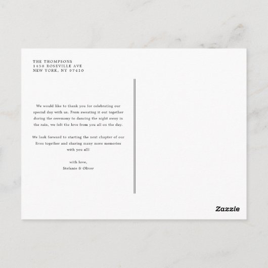 Ivory Peony Blume und Rose Hochzeit Vielen Dank Postkarte (Rückseite)