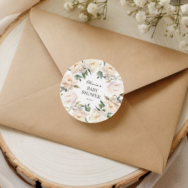 Ivory Peony Floral Neutral Baby Sticker
