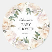 Ivory Peony Floral Neutral Baby Sticker (Vorderseite)