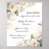 Ivory Peony Floral Signature Drinks Menu Poster (Vorne)