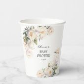 Ivory Peony Garden Neutral Baby Shower Pappbecher (Rückseite)