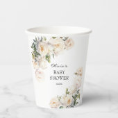 Ivory Peony Garden Neutral Baby Shower Pappbecher (Vorderseite)