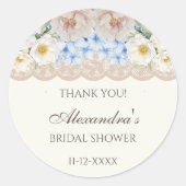 Ivory Peony Hydrangea Bridal Shower Thank You Runder Aufkleber (Vorderseite)