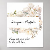 Ivory Peony Neutral Diaper Raffle Sign Poster (Vorne)