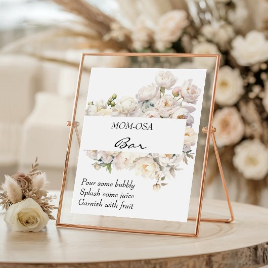 Ivory Peony Neutral Mom-osa Bar Sign Poster