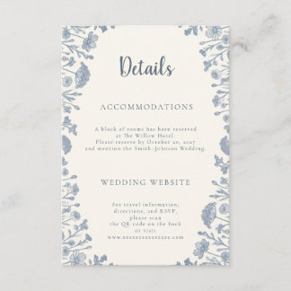 Ivory Periwinkle Wildflower Wedding Details Card Begleitkarte
