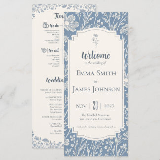 Ivory Periwinkle Wildflower Wedding Program Programm
