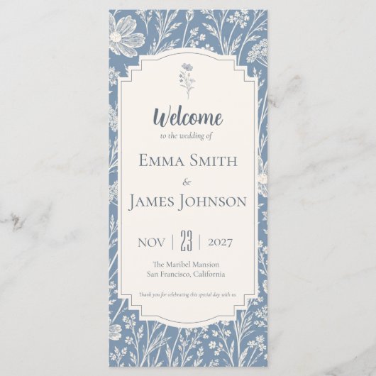 Ivory Periwinkle Wildflower Wedding Program Programm (Vorderseite)