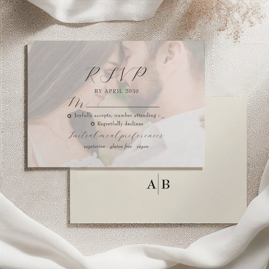 Ivory Photo Wedding RSVP Karte