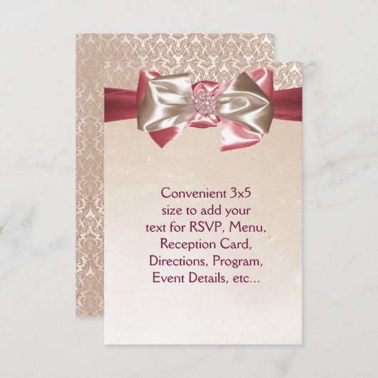 Ivory Pink Damask UAWG Einladung (Vorne/Hinten)