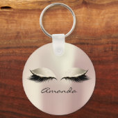 Ivory Pink Eyes Girly Makeup Lashes Schlüsselanhänger (Vorderseite)
