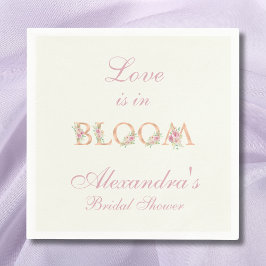Ivory Pink Floral Love is in Bloom Bridal  Shower Serviette