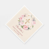 Ivory pink floral wreath First Communion luncheon Serviette (Ecke)