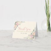 Ivory Pink Gold Floral Boho Wedding Monogram Dankeskarte (Vorderseite)