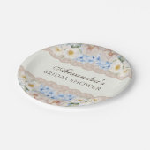 Ivory Pink Peony Blue Hydrangea Bridal Shower Pappteller (Schrägansicht)