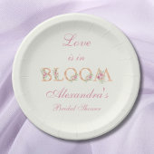 Ivory Pink Roses Love is in Bloom Bridal Shower Pappteller