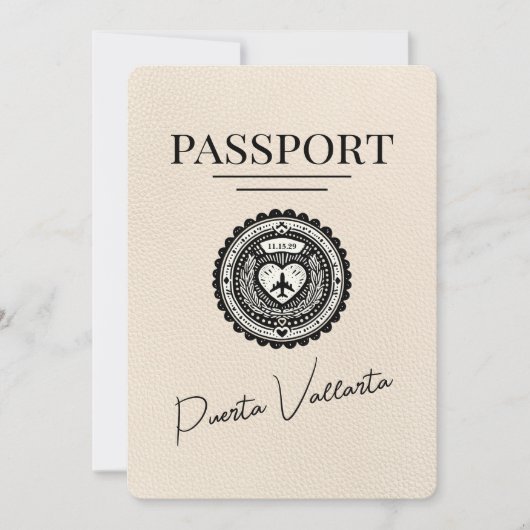 Ivory Puerta Vallarta Passport Save the Date (Vorderseite)