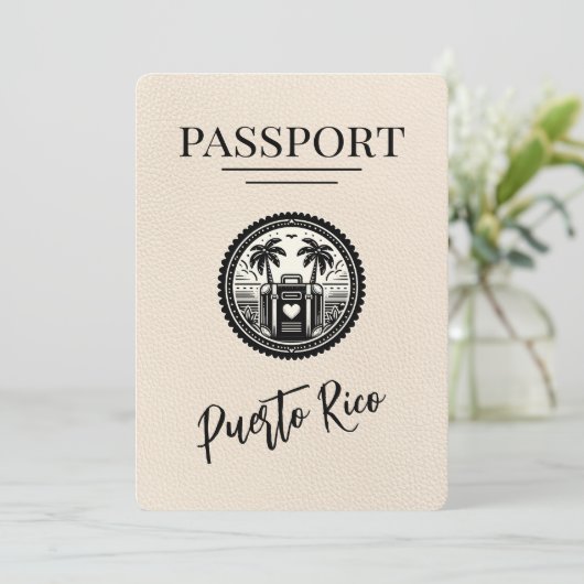 Ivory Puerto Rico Passport Save The Date (Stehend Vorderseite)