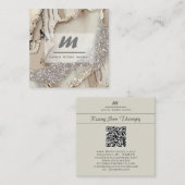 *~* Ivory QR Agate Mauve Luxe Glitzer Initial AP66 Quadratische Visitenkarte (Vorne/Hinten)