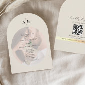 Ivory QR Code and Monogram Photo Wedding Einladung