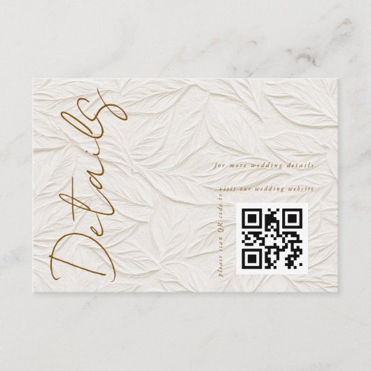 Ivory QR code Wedding Details Begleitkarte (Vorderseite)
