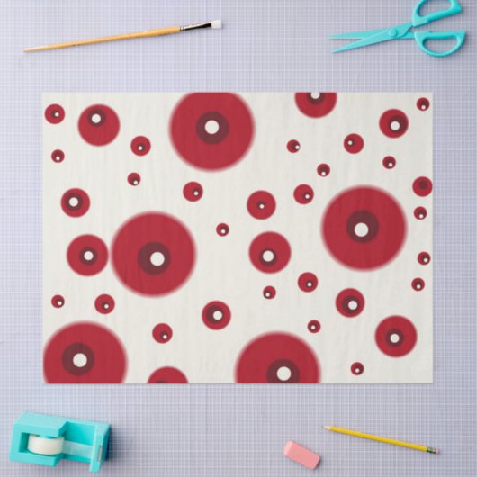 Ivory Red Dots Funky Pattern Decoupage Seidenpapier (Basteln)