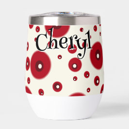 Ivory Red Dots Funky Whimsical Circle Pattern 